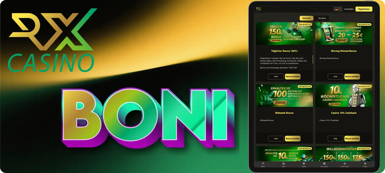 RX Casino promo code für boni